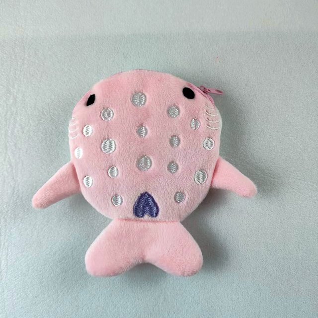 Monedero de tiburón de dibujos animados para niños, bolsa de peluche con cremallera, embalaje de cable de datos, colgante de joyería, pequeños regalos