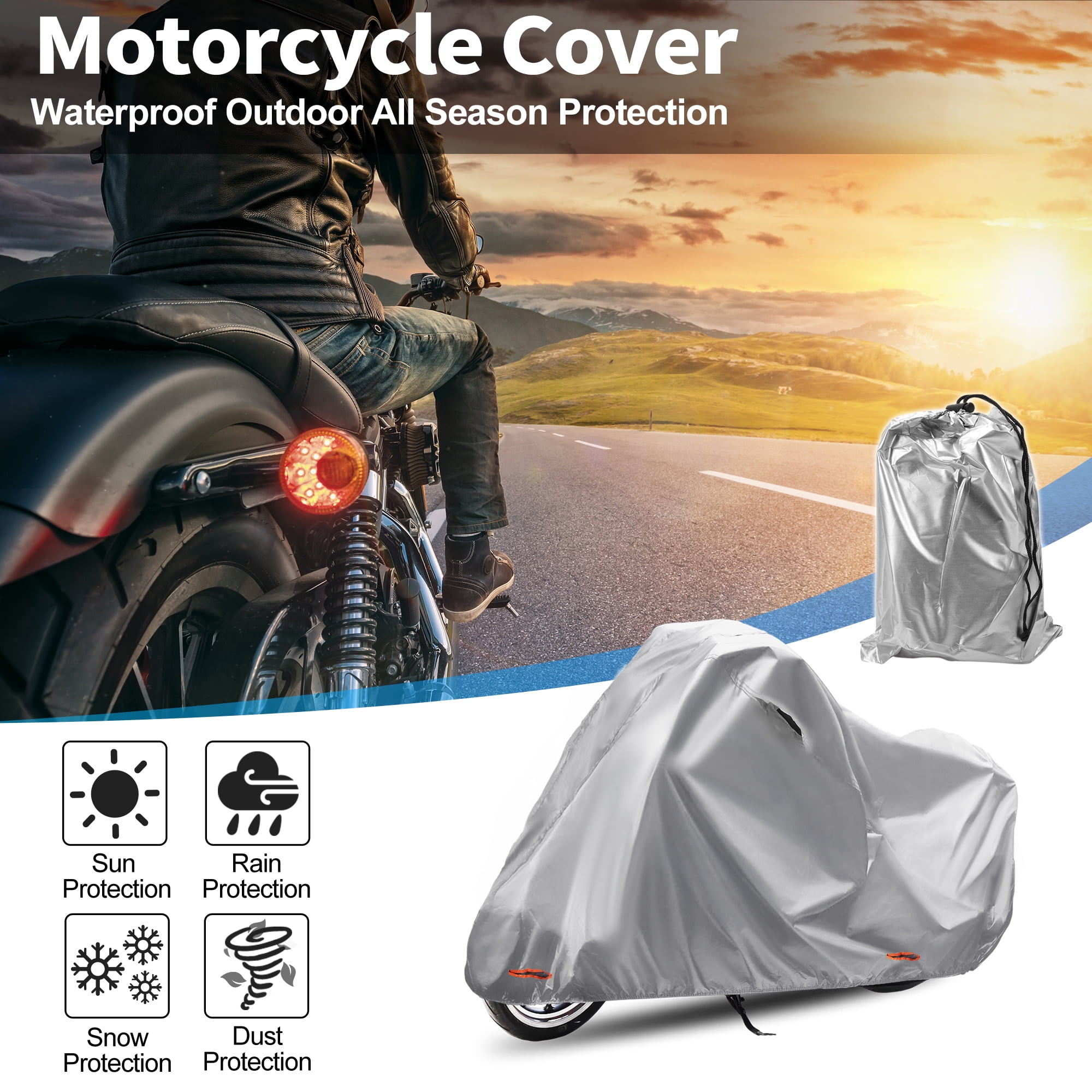 Unique Bargains Full Cover Motorcycle Cover 210D-PU Grey for Kawasaki Z900RS 2018-2024 Outdoor Waterproof Motorbike Cover