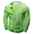 thumbnail image 1 of T-shirt à Manches Longues pour Homme de la Saint-Patrick, T-Shirt Décontracté à Col Rond Imprimé, Hauts de Fête pour Homme, Vêtement de Mode Confortable en Polyester, 1 of 6