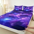 thumbnail image 3 of Manfei Outer Space Planet Twin Sheet Sets,Galxxy Staryy Night Twin Fitted Sheet,Purple Blue Ombre Flat Sheet For Boys Kids,Super Cozy Room Decor,3 Pieces, 3 of 7
