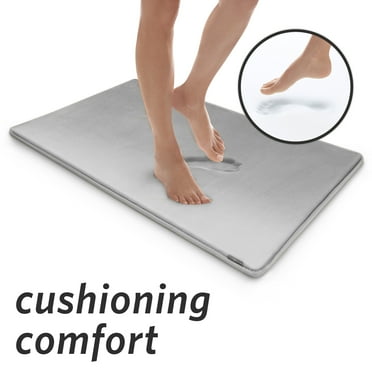Microdry Extra Thick SoftLux Memory Foam Bath Mat, 21" x 34", Silver
