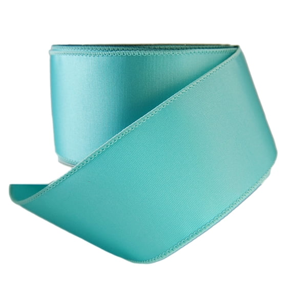 Wired Trenna Solid Color Aqua or Light Teal Satin Ribbon 2 1/2" 10 Yards