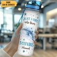 thumbnail image 2 of Personalized Dolphin Lovers 32Oz Liter Motivational Water Bottle, Just A Girl Who Loves Dolphins Customized Name Water Bottle With Time Marker Gift For Women Girl On Birthday, Mother Day's, 2 of 5