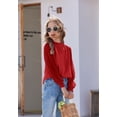 thumbnail image 3 of Arshiner Girls Long Sleeve Shirts Chiffon Blouses Swiss Dot Frill Neck Casual Loose Cute Top Tee, 3 of 6