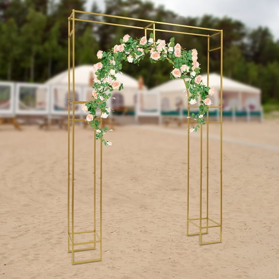 Autrinix Gold Wedding Arch Frame for Ceremony – Durable Metal Arch Backdrop with High Load Capacity, DIY Floral Decoration Stand for Weddings, Parties, and Special Events