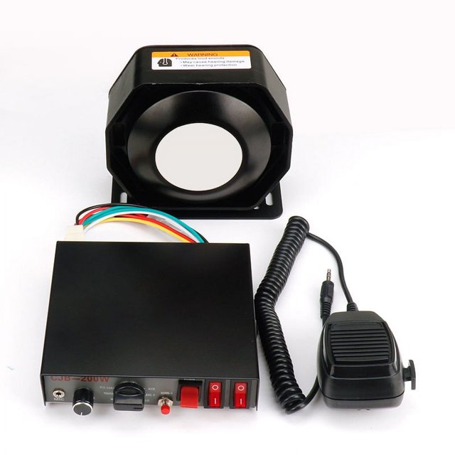 Práctico sistema de alarma para coche de 200 W y 9 tonos con amplificador de bocina de 12 V y 24 V