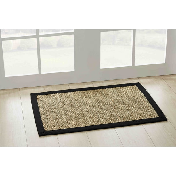 Chesapeake Seagrass Area Rug With Black, Seagrass Outdoor Rug With Black Border