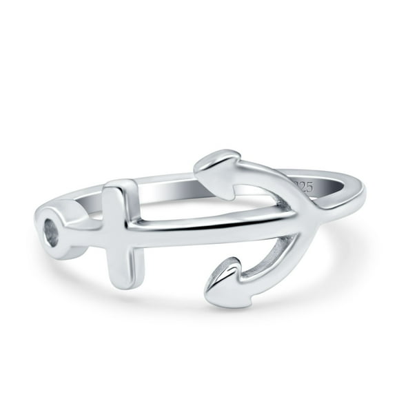 Anchor Band Rhodium Plated Thumb Ring 925 Sterling Silver Size 4
