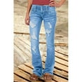 thumbnail image 1 of Jeans Baggy Déchirés Taille Basse pour Femmes Coupe Ample Jambe Grand Style Coréen Rétro Polyester, 1 of 9