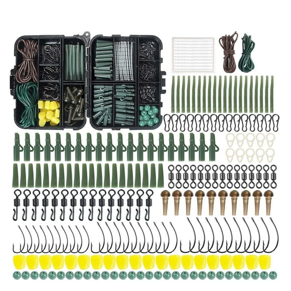 Aparejos de pesca de carpa en caja, 307 Uds., aparejos giratorios de cambio rápido, anzuelos sin púas, equipo de pesca, accesorios de herramientas de