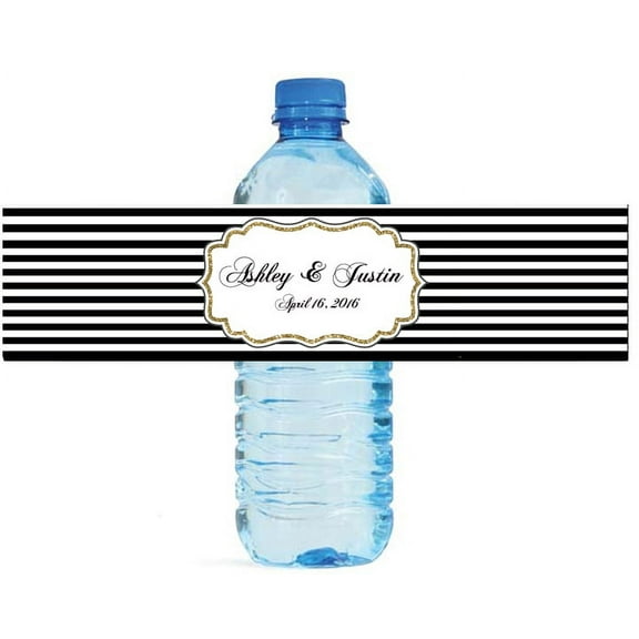 100 Night at the Promenade Wedding Water Bottle Labels Great for Engagement Bridal Shower Party Anniversary 8"x2"