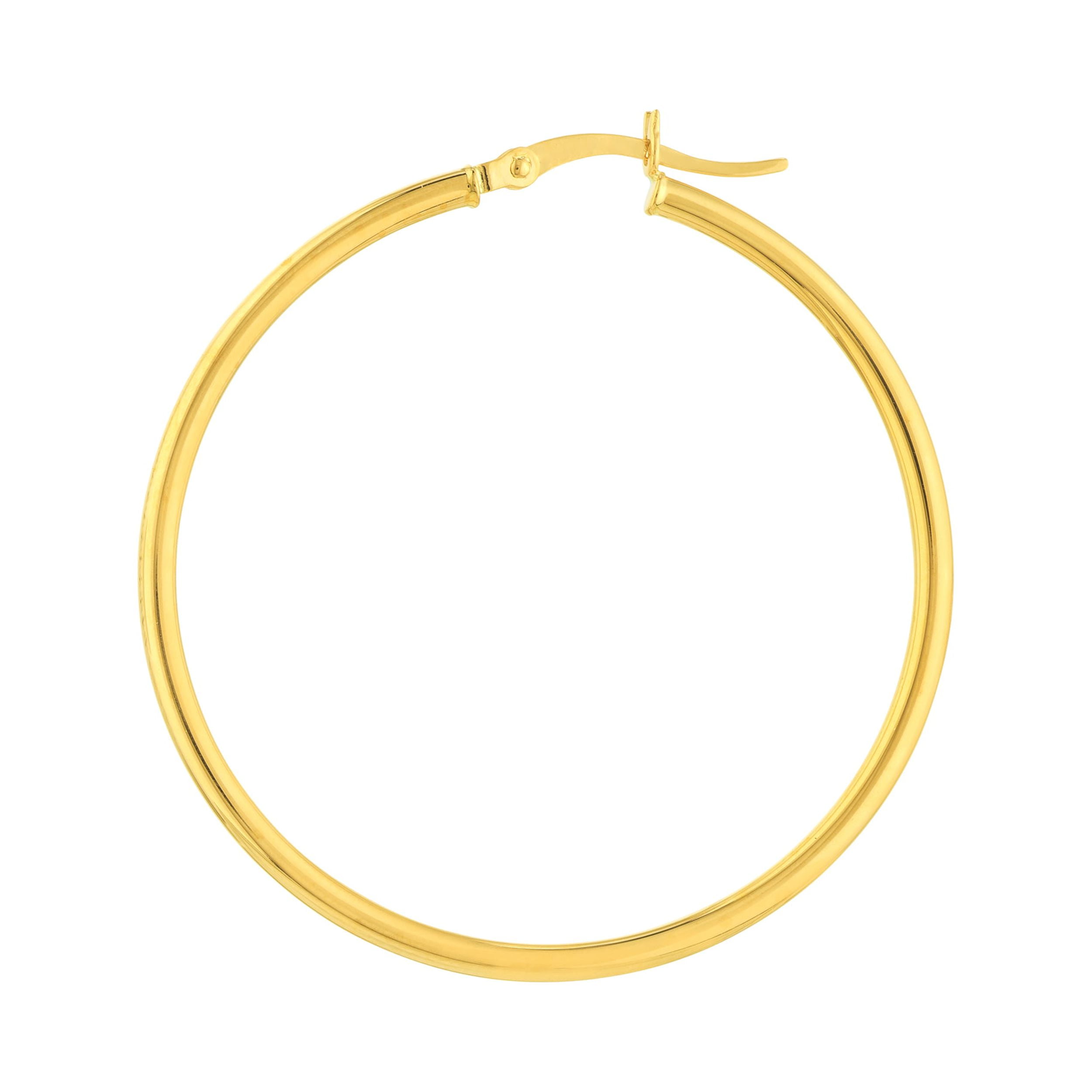 10K Yellow Gold 2x40mm High Polished Hoop Earrings - Women