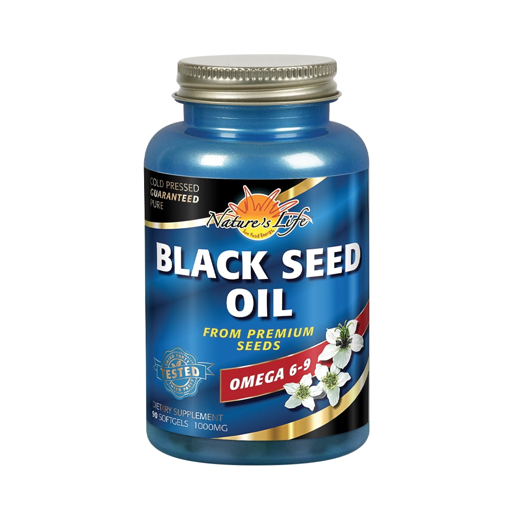 Nature's Life Black Seed Oil 1000 mg | Immune, Digestive & Heart Function Support, Hair & Skin Health | 90ct, 45 Serv