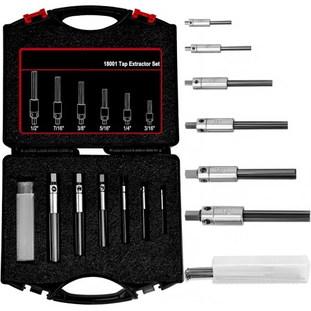 18001 Broken Tap Extractor Set | 3/16–1/2 Inch with 24 Spare Fingers & Foam Storage Case