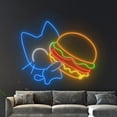 thumbnail image 5 of Handmadetneonsign Cat Burger Wall Art, Burger Cat Wall Decor, Burger Restaurant Wall Decor, 5 of 5