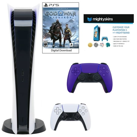 Sony PlayStation 5 Digital GOW Console with Extra Purple Dualsense Controller and Skins Voucher