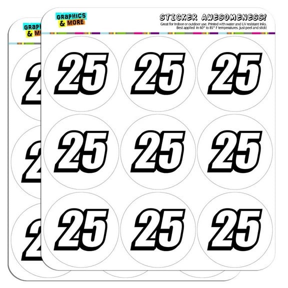 25 Number Twenty Five 2" Scrapbooking Crafting Stickers