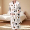 thumbnail image 2 of Women's Fleece Plush Robe Long Warm Plush Bathrobe Loungewear Jacket Printed Comfort Robe, 2 of 5