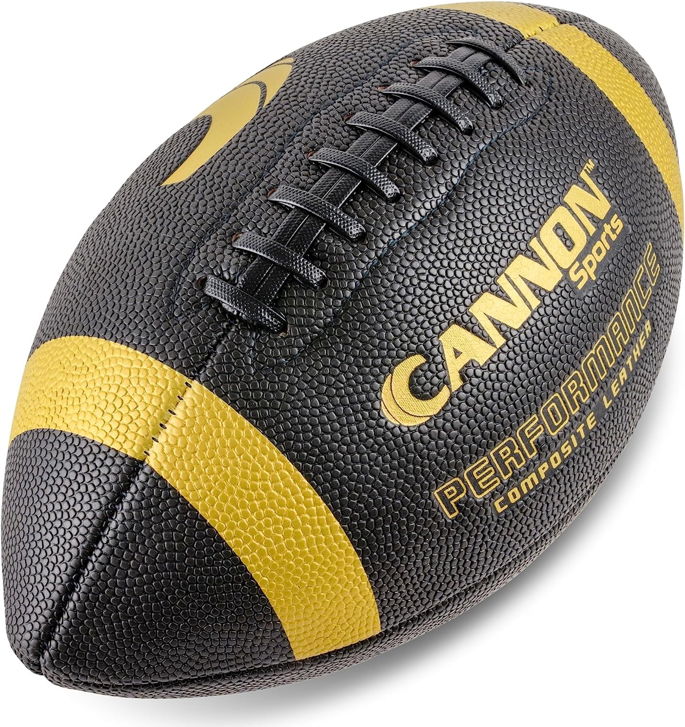 Cannon Sports Official Size Football - Composite Leather Football with Extra Grip & Durable Construction for All-Weather Play – Regulation Size Ball with Pump (Black/Gold, Official)