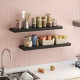 thumbnail image 7 of Fairy 2pcs Floating Shelves for Wall, 22.5in Bathroom Kitchen Shelves for Farmhouse Decor, Black, 7 of 7