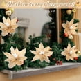 thumbnail image 6 of 6 Pcs Christmas Poinsettia Flowers Artificial 12 Inch Large Frost Edged Flannel Christmas Faux Poinsettia Flowers Xmas Tree Decor for New Year Wedding Party, 6 of 7