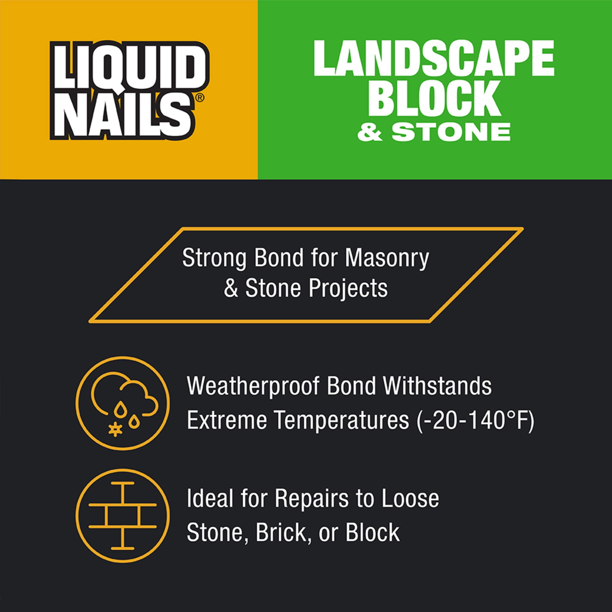 Liquid Nails Landscape Block, Stone and Timber 10 oz. White Exterior Retaining Wall Adhesive