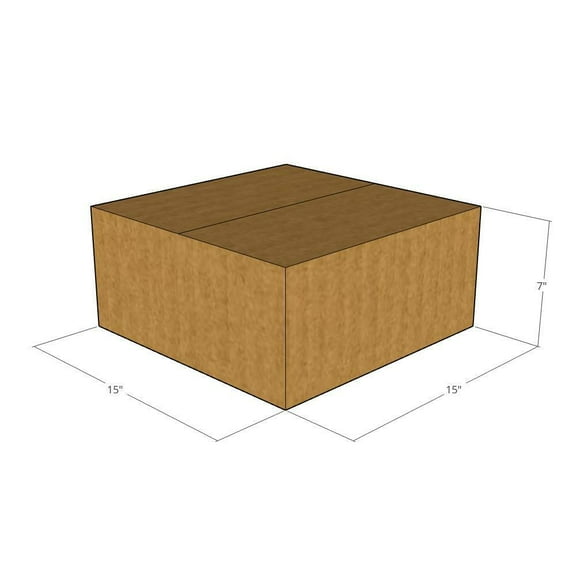 15x15x7 Kraft Brown Corrugated Shipping Boxes, 32 ECT Single-Wall, Qty 15