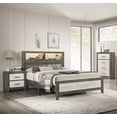 thumbnail image 2 of Two-Tone Farmhouse Nightstand with 2 Drawers & Metal Handles Gray/Beige, 2 of 5