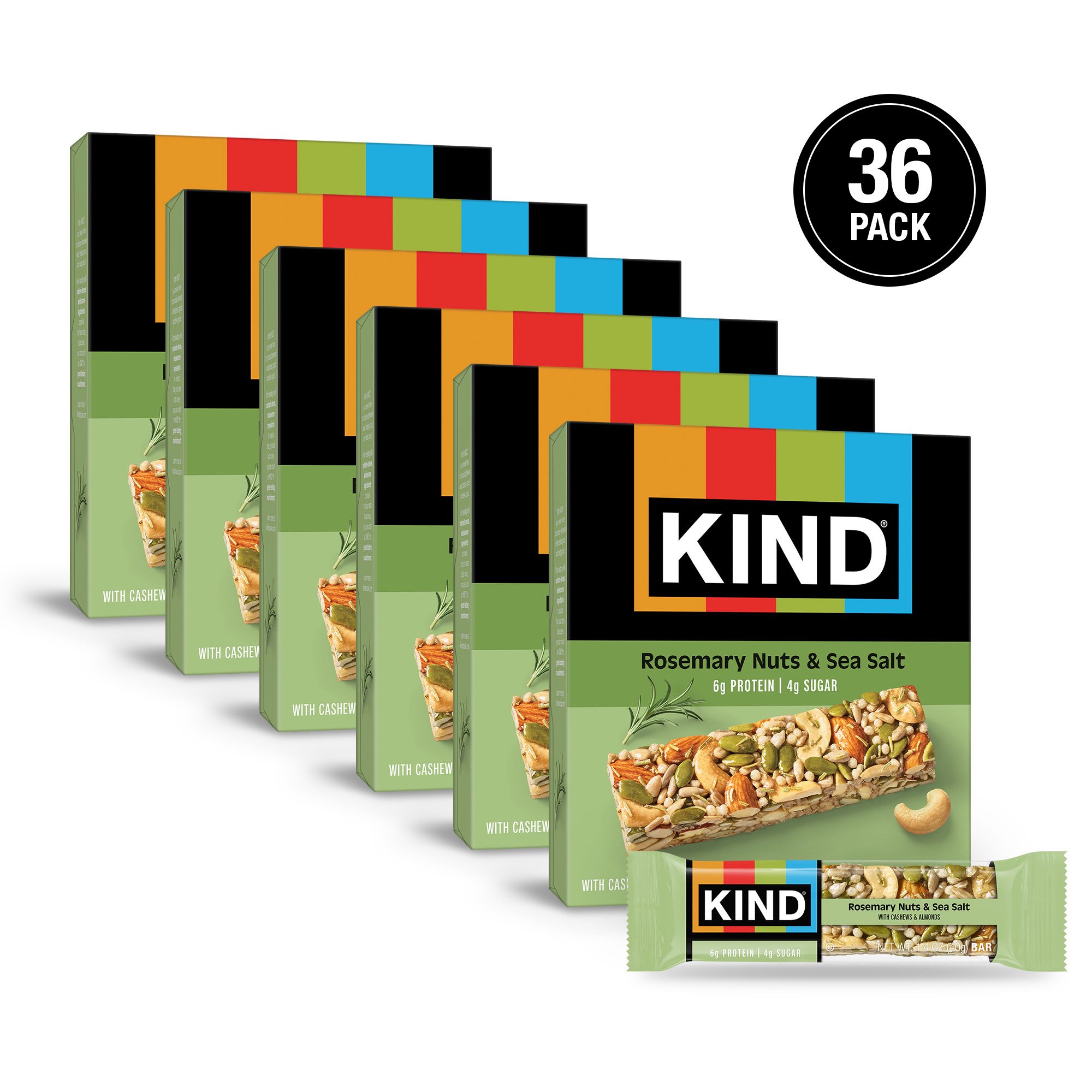 (6 pack) KIND Gluten Free Rosemary Nuts & Sea Salt Bars 6 Bars 8.4oz