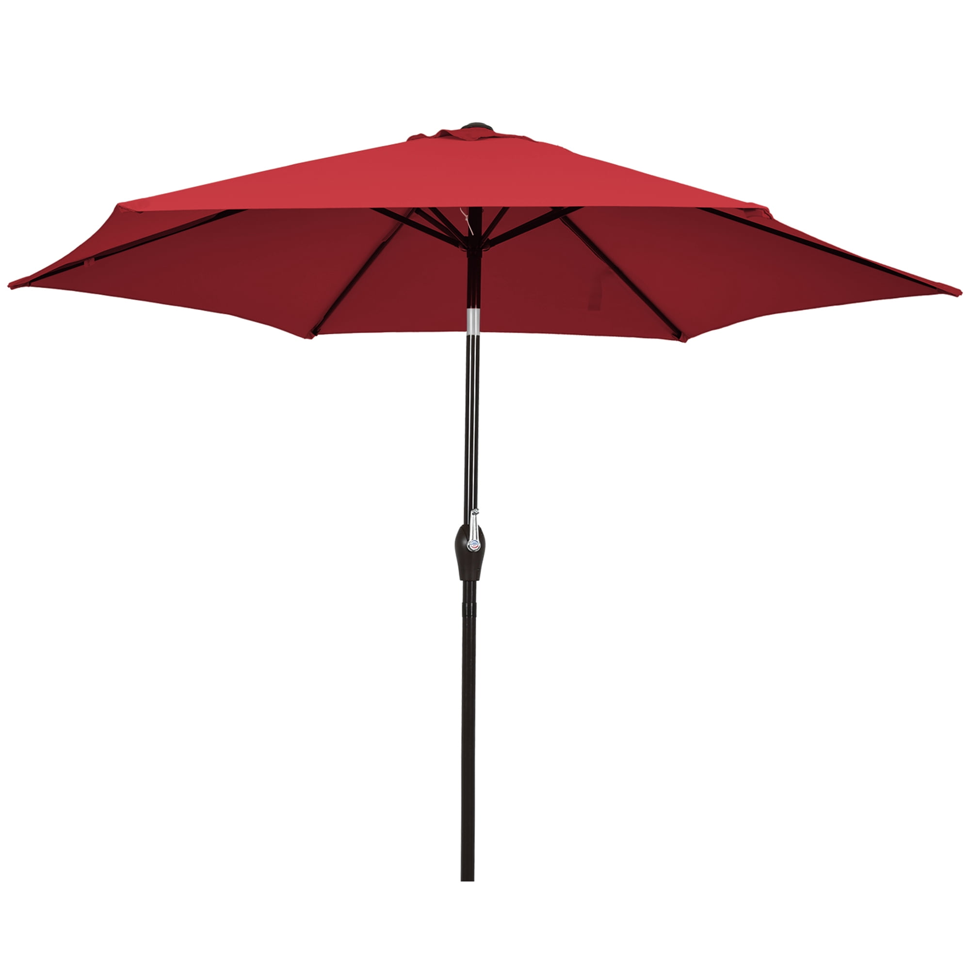 Gymax 10 ft Patio Umbrella Market Table Umbrella Yard Outdoor w/ 6 Ribs Burgundy