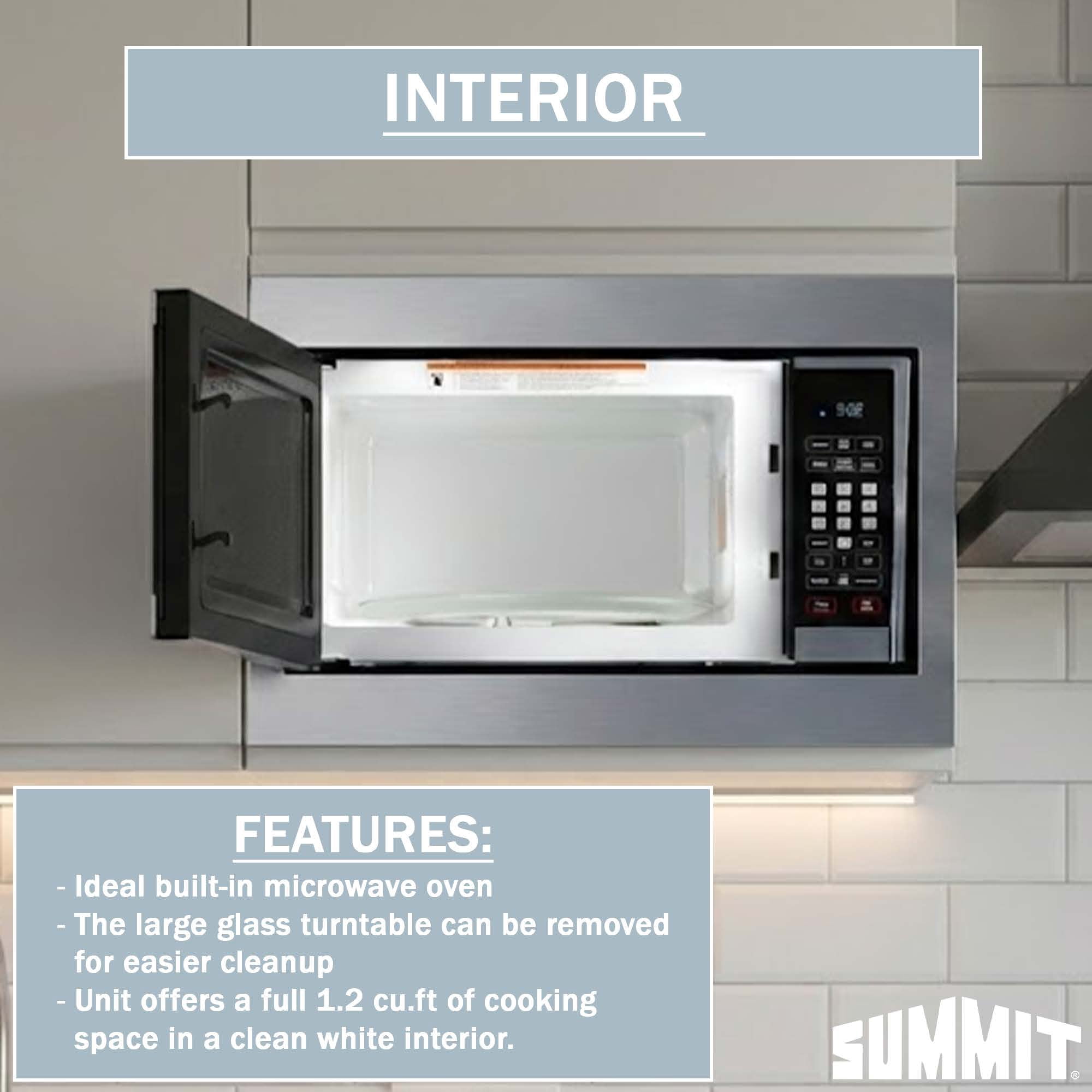 Summit Built-in Microwave with Trim Kit,  Fits 24 Inch Spaces 1.2 cu.ft., Stainless Steel - SMBI24