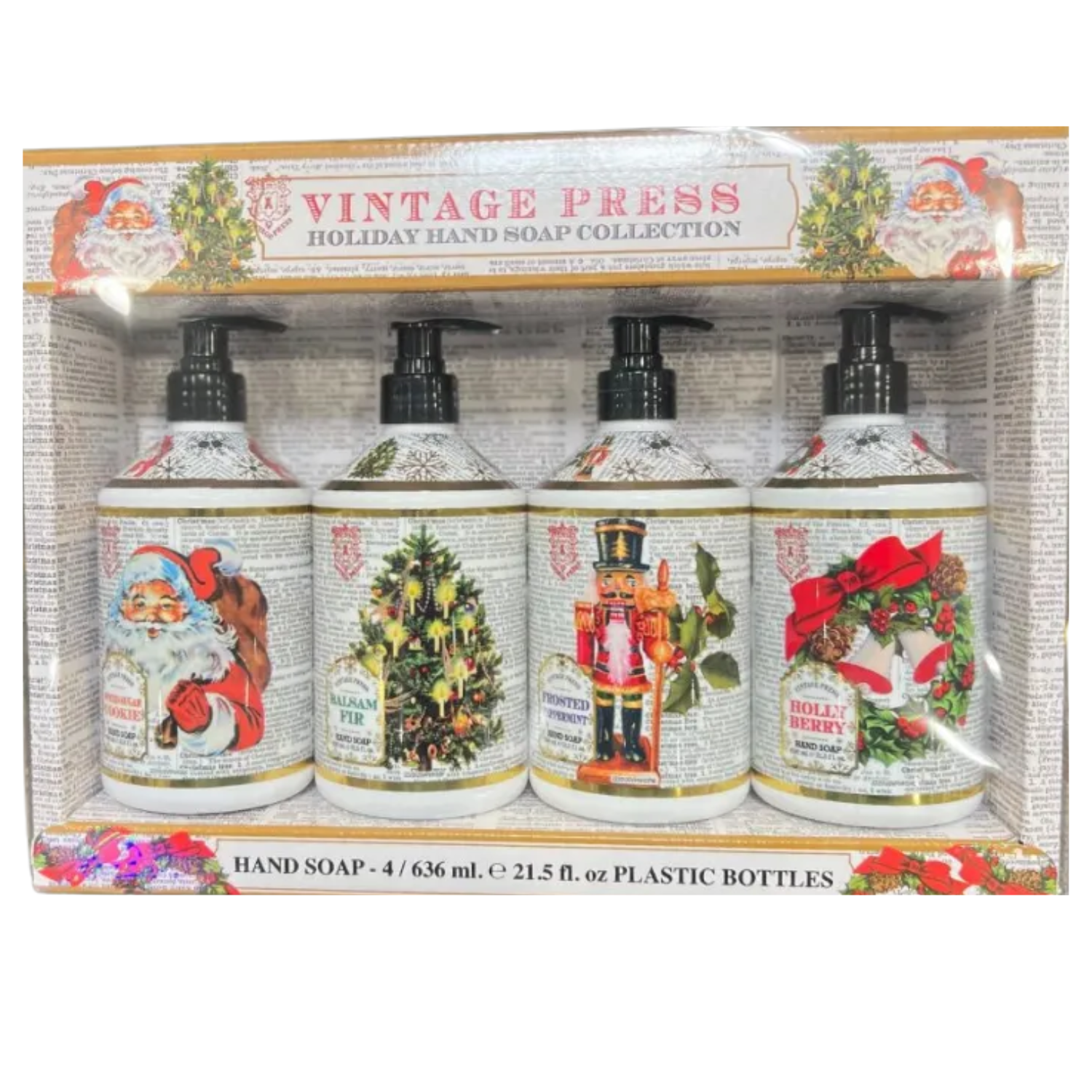 Vintage Press Holiday Hand Soap Collection Spiced Cookie, Balsam Fir