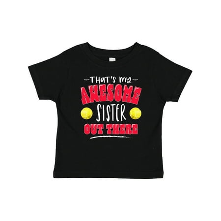 

Inktastic That s My Awesome Sister Out There with Tennis Balls Boys or Girls Baby T-Shirt