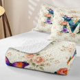 thumbnail image 4 of Feelyou Floral Alphabet M Bed Spread Queen for Women Girls, Watercolor Groovy Rose Queen Coverlet Set, Multi-Color, 3pcs, 4 of 7