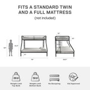 DHP Dusty Twin over Full Metal Bunk Bed with Secured Ladders, Black