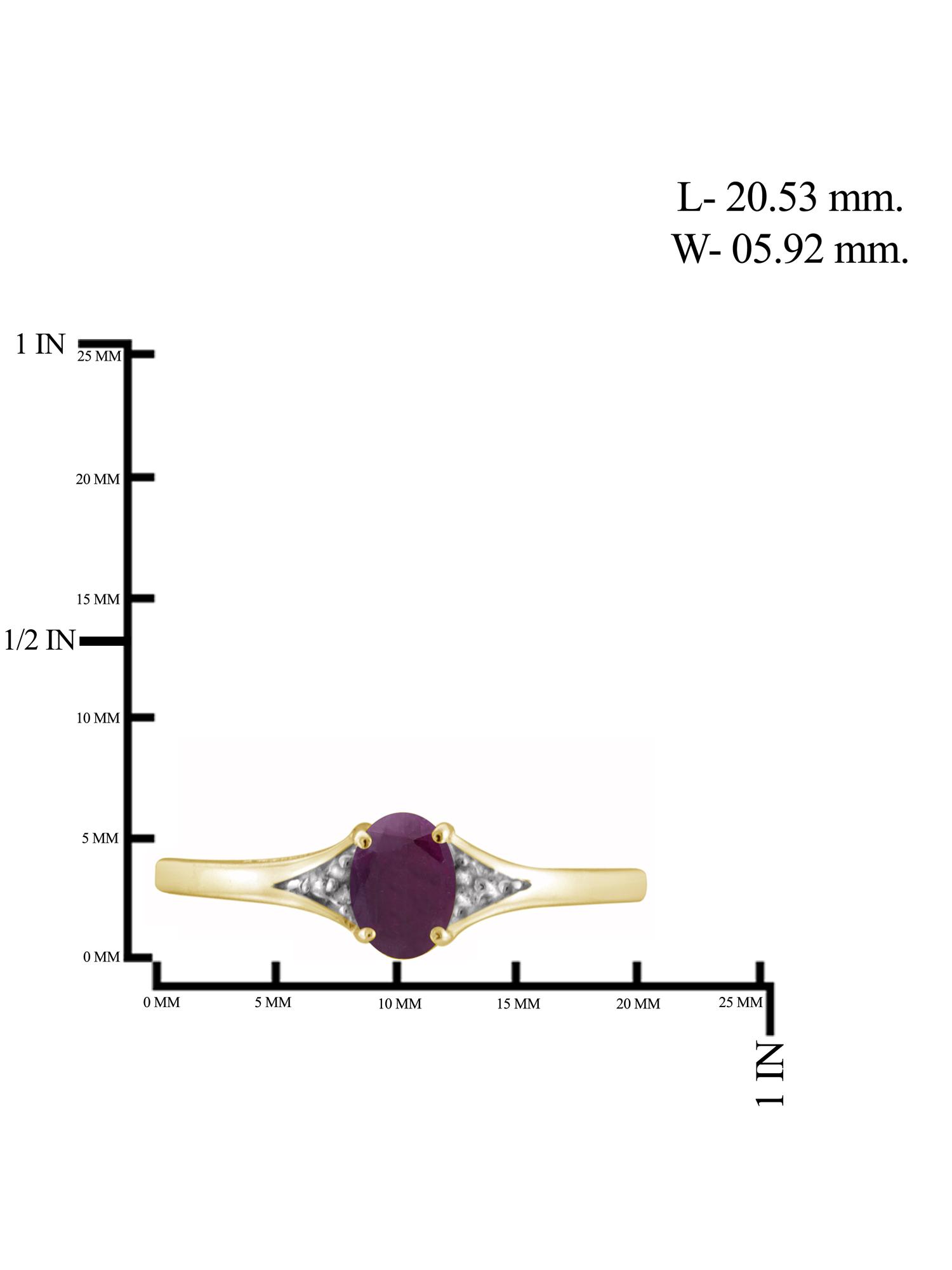 JewelersClub Ruby Ring Birthstone Jewelry – 0.50 Carat Ruby 14K Gold Plated Silver Ring Jewelry with White Diamond Accent – Gemstone Rings with Hypoallergenic 14K Gold Plated Silver Band