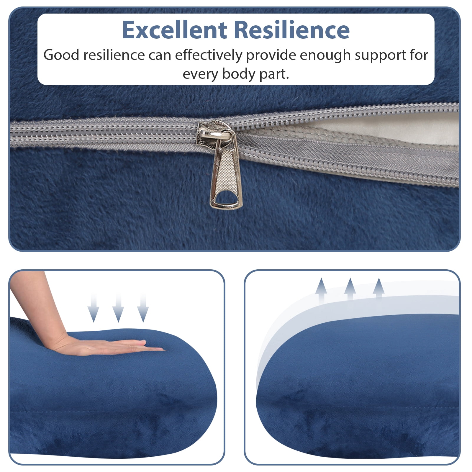 BATTOP Pregnancy Pillows for Sleeping,J Shaped Maternity Body Pillow with Removable Cover,Support for Back,Hips,Legs,Belly for Pregnant Women,Dark Blue