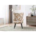 thumbnail image 4 of Accent Chair, Mid Century Linen Upholstered Armchair with Tufted Button Wingback and Solid Wood Legs, Vintage Single Sofa Chair Leisure Chair for Living Room, Bedroom or Waiting Room, Yellow Leaf, 4 of 7