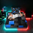 thumbnail image 5 of Manfei Abstract 3D Cube Twin Sheets, Geometric Checkered Bedding, Black and Blue, Black Reversible 3 Pieces1 Flat Sheet + 1 Fitted Sheet + 1 Pillowcase, 5 of 6