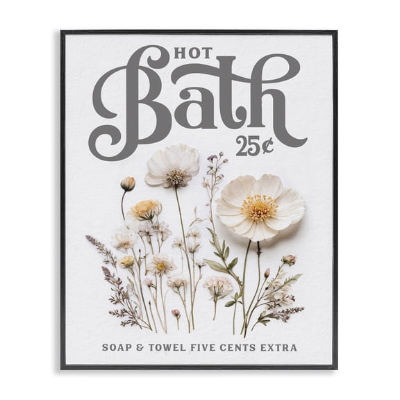 Pressed Flowers Hot Bath Black Framed Giclee Art, design by Lettered and Lined
