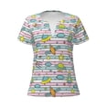 thumbnail image 4 of Wukai Space Doodle Casual V-Neck Graphic Tees for Women: Lightweight and Breathable Summer Tops with Stylish Design-Large, 4 of 8
