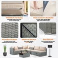 thumbnail image 5 of Meetleisure 7 Pieces Patio Furniture Sets, All Weather PE Wicker Outdoor Conversation Set with Glass Table (Beige), 5 of 6