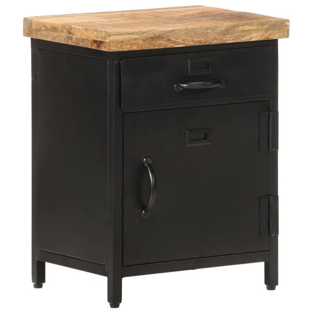 Gabinete de noche estilo industrial vidaXL en madera de mango rústica