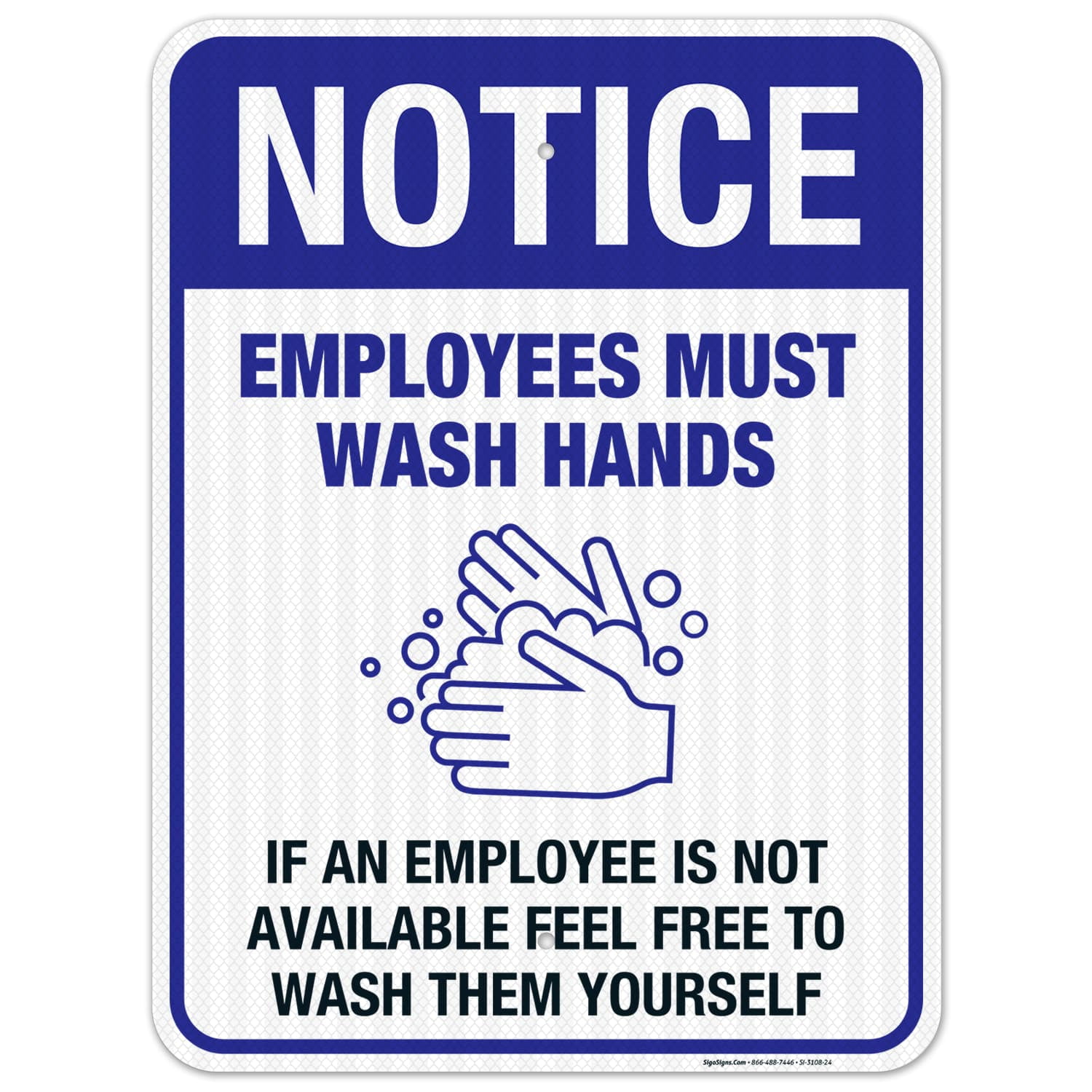 Funny Hand Washing Sign, Employees Must Wash Hands Sign, 18x24