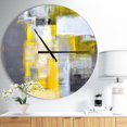 thumbnail image 3 of Designart Abstrait flou gris et jaune horloge murale, 3 of 4