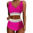 thumbnail image 1 of Wyzesi Women'S High Waisted Bikini Sets Two Piece High Cut Bathing Suits Athletic Color Block Swimsuits Low Compression Fit Swimwears Red XXL, 1 of 6