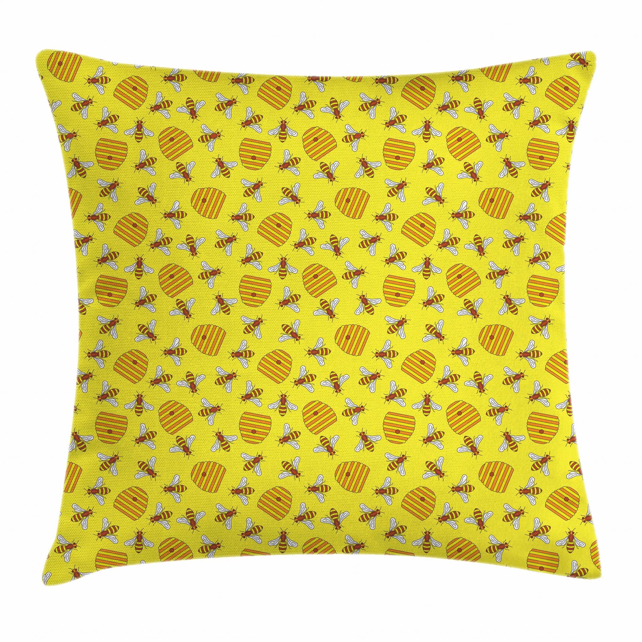 Bee Throw Pillow Cushion Cover, Beekeeping Beeswax Vespiary Concept
