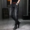 thumbnail image 5 of Pantalones de trabajo ajustados para hombre, pantalones vaqueros negros de invierno para hombre, pantalones ajustados de estilo coreano, moda informal Harajuku, 5 of 5