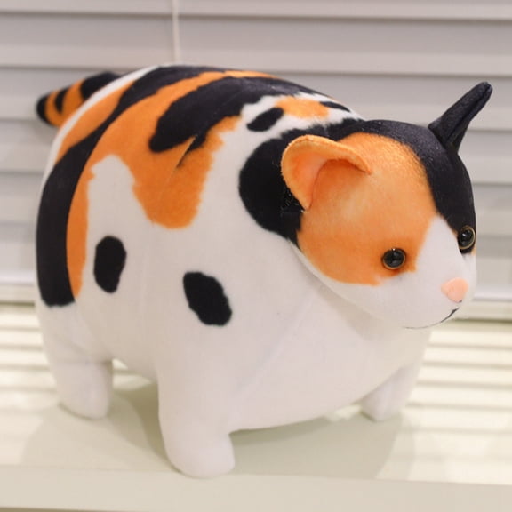 Simulated 3D Super Soft Fat Cat Stuffed Animal,Lifelike Cat Plush Pet Toy Pillow Home Decor Gift