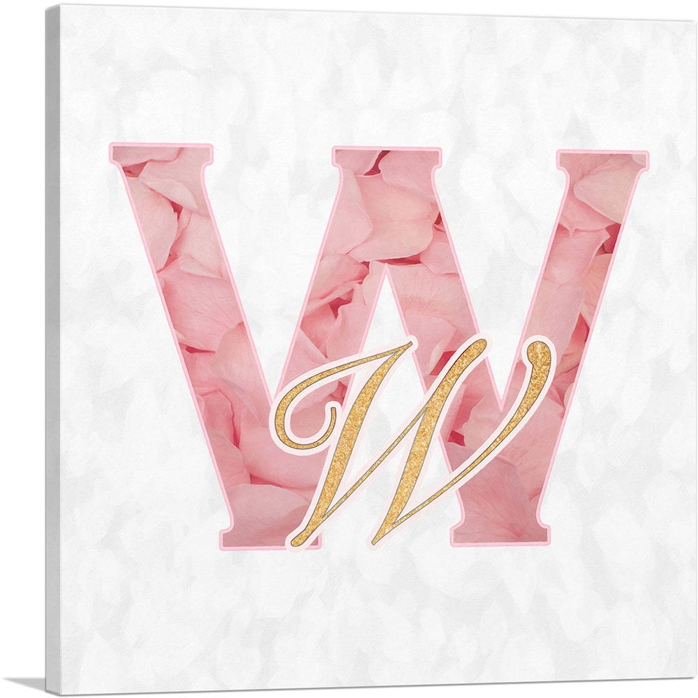 ARTCANVAS Chic Pink Gold Alphabet Letter W Canvas Art Print - Size: 26 ...